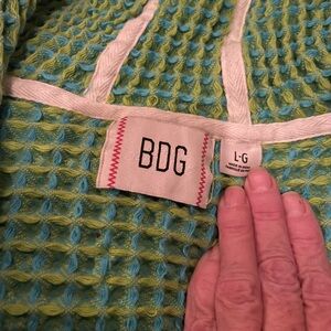 BDG Waffle Knit Sweater in Green and Blue